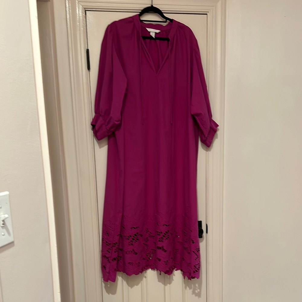 Magenta Dress with Lace Hem